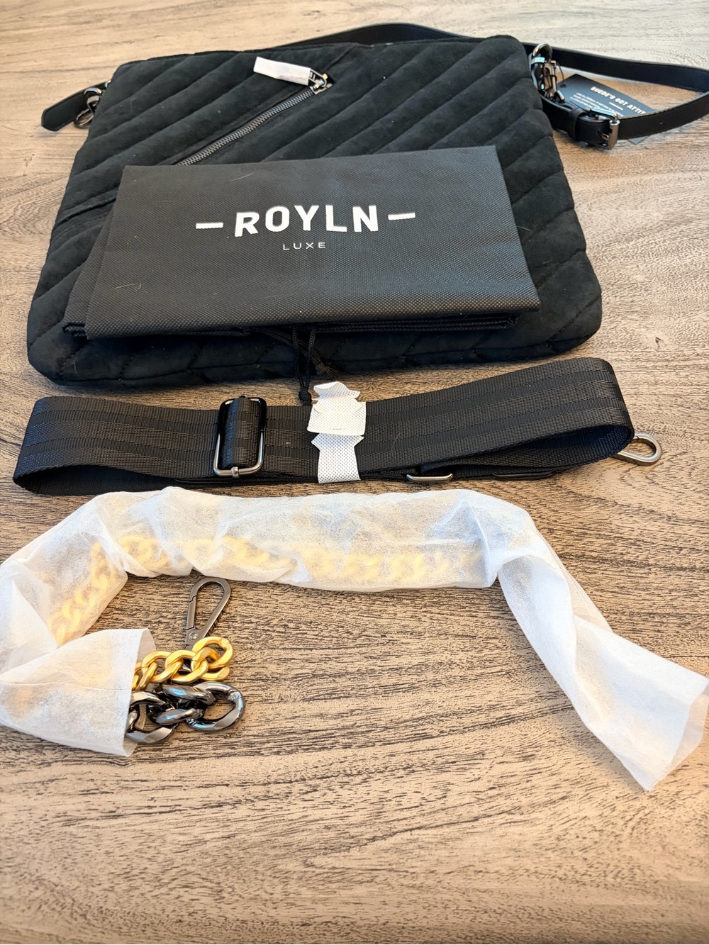 NWT Think Royln VIP Handbag Black Suede Crossbody/Shoulder Bag